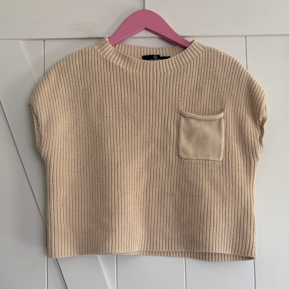 LILLUSORY Sweaters - Elegant Cream Women's Crew Neck Shortsleeve Sweater